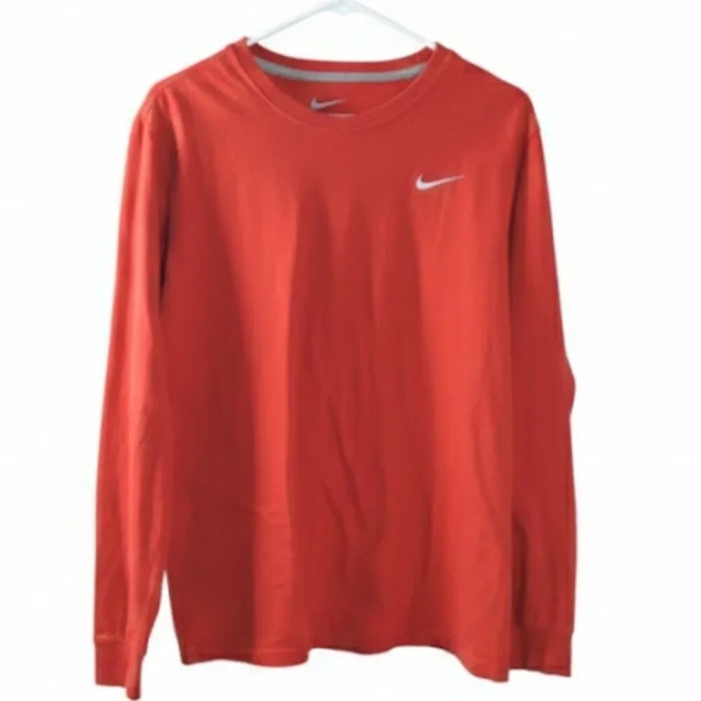 Nike Mens Large Shirt Long Sleeve Regular Fit Red T-Shirt